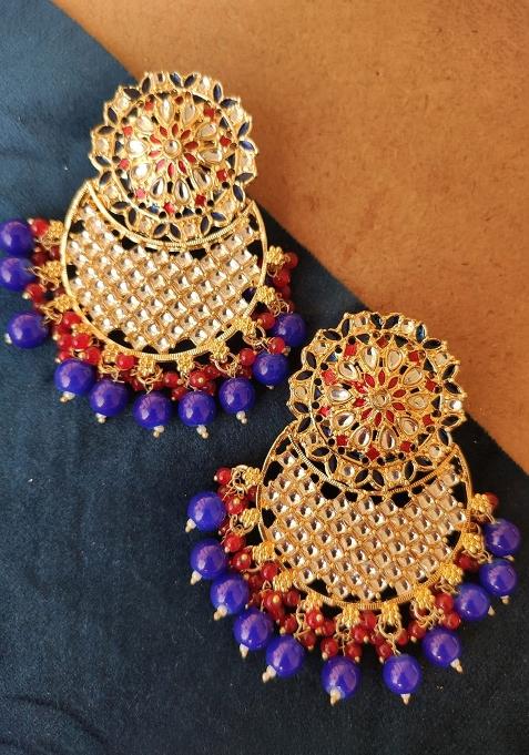Multi Color Gold Plated Brass Earrings