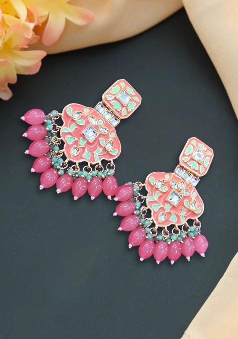 Multi Color Gold Plated Brass Earrings