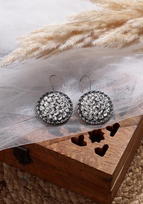 Silver Plated Solitaire Stone Studded Drop Earrings