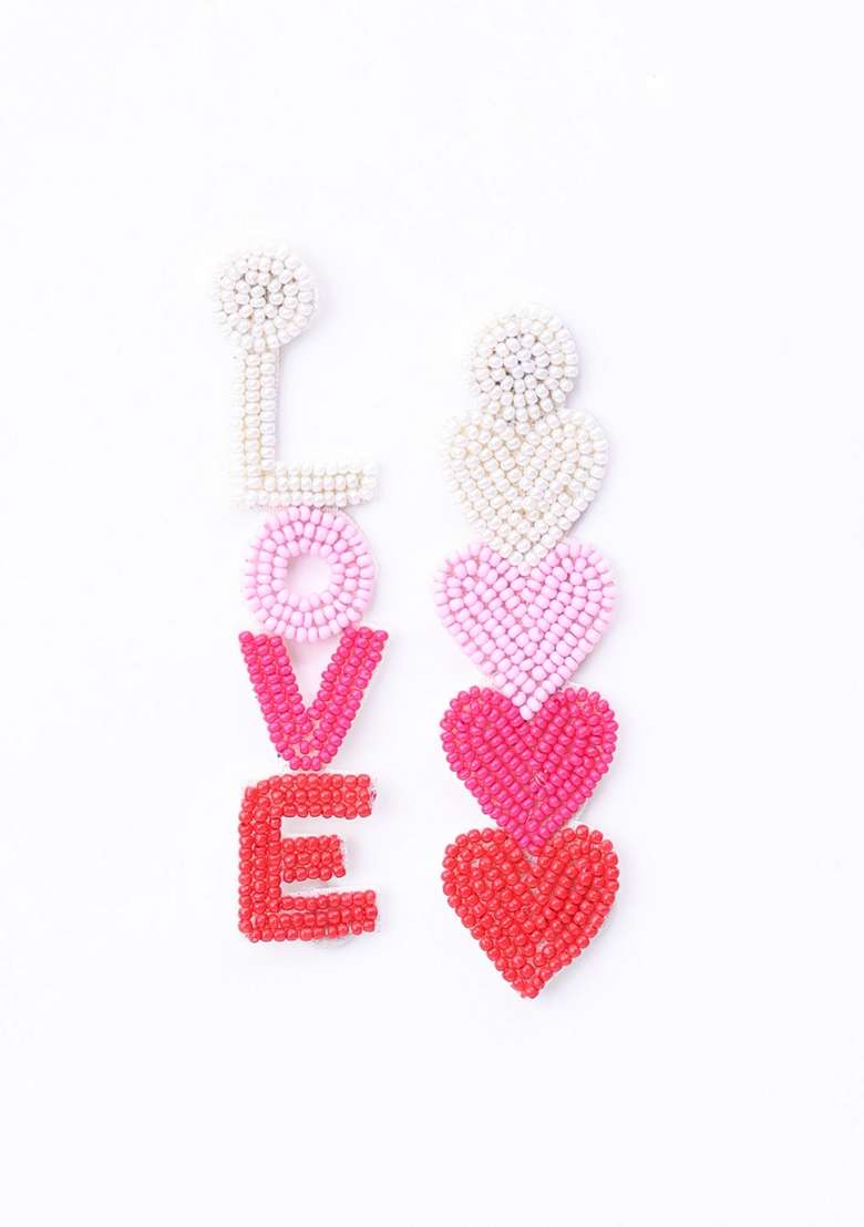 Heart Shaped Drop Earrings - Indya