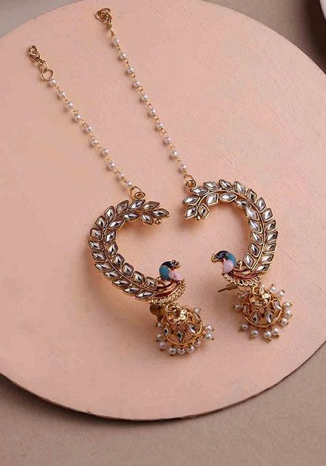 Gold Plated Kundan Contemporary Jhumkas Earrings