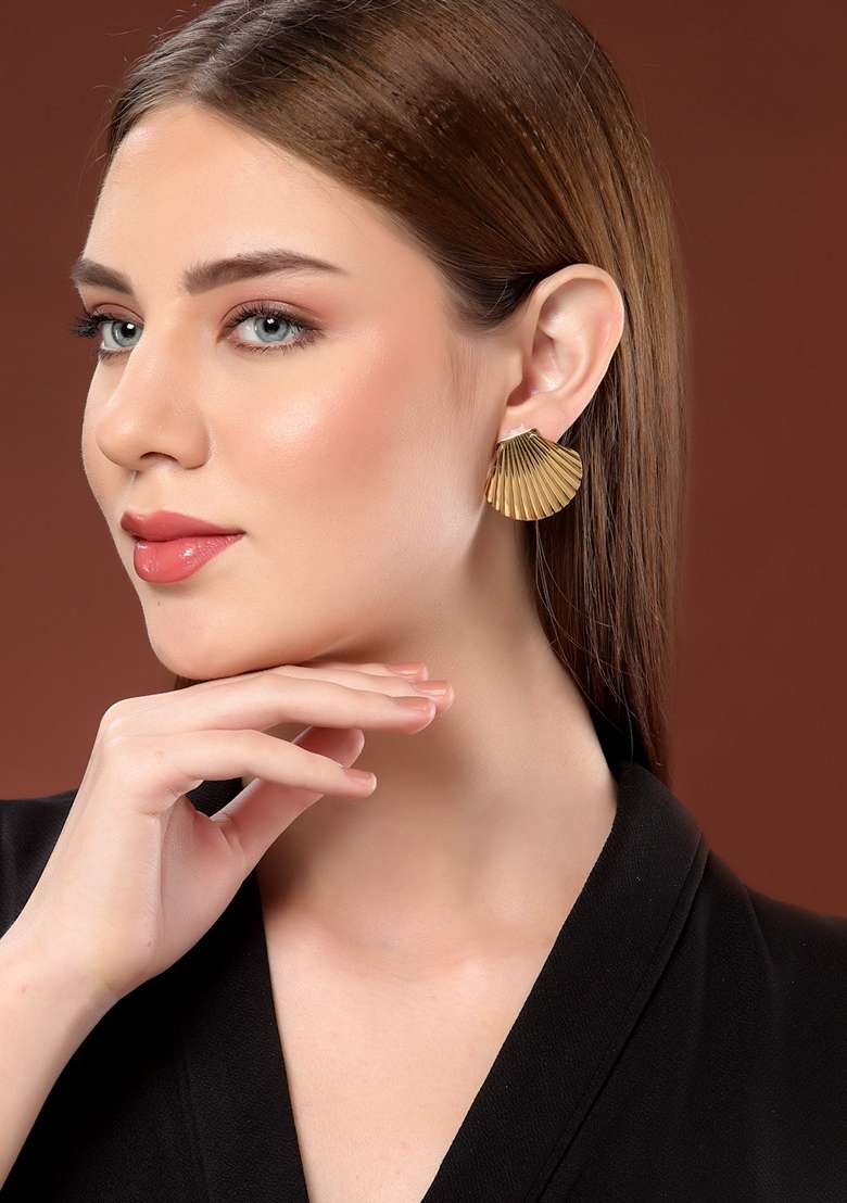 18Kt Gold Plated Stainless Steel Tarnish Free Waterproof Stud Earrings - Indya