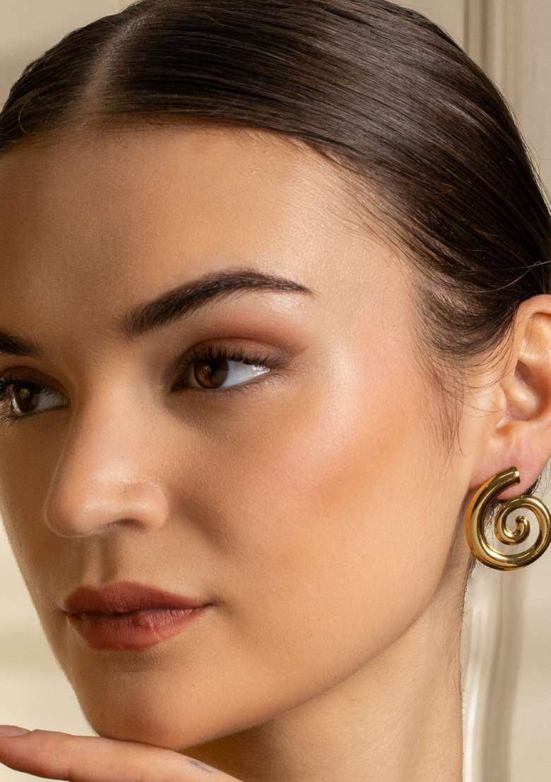 Gold Plated Spherical Shaped Studs - Indya