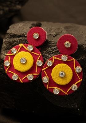 Silver Plated Artificial Stone Studded Contemporary Drop Earrings