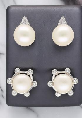 White Gold Plated Alloy Pearl Earrings