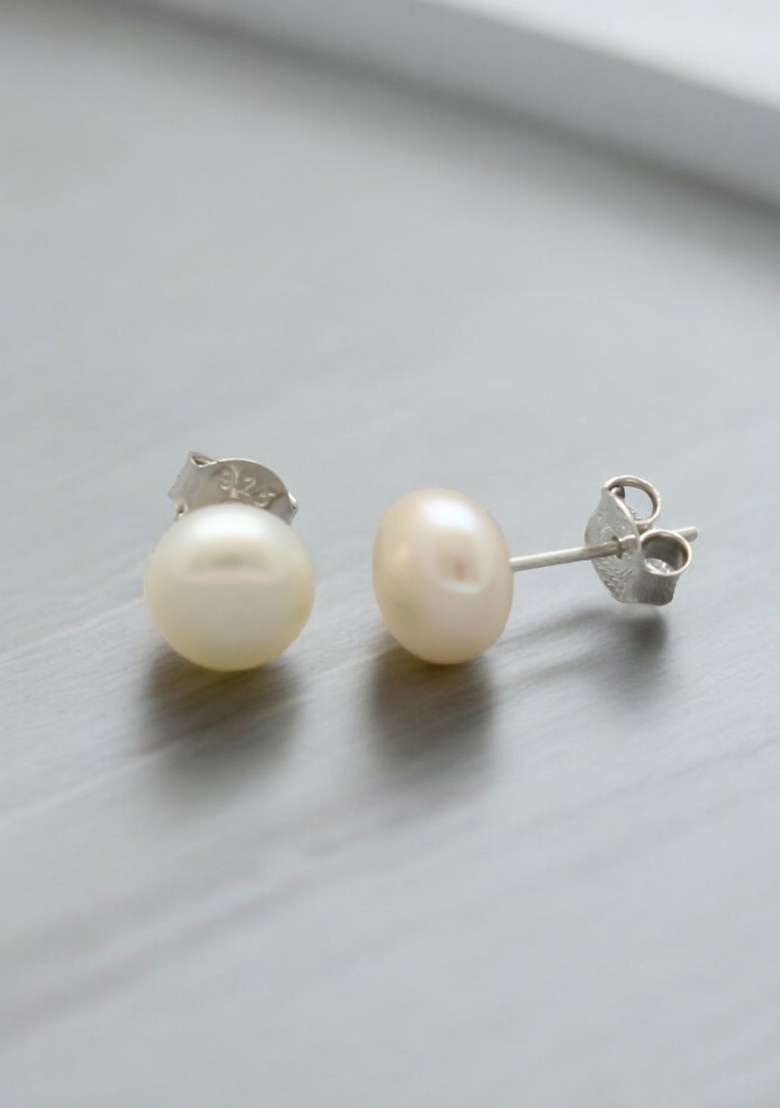 White Gold Plated 925 Silver Silver Earrings - Indya