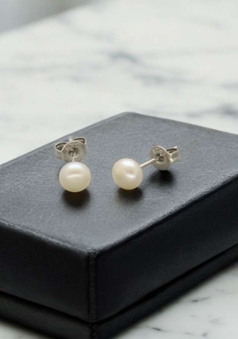 White Gold Plated 925 Silver Silver Earrings - Indya
