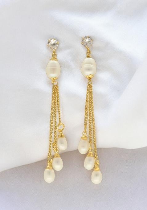 White Gold Plated Alloy Pearl Earrings