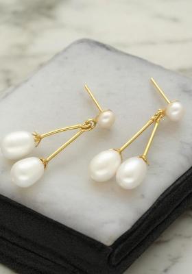 White Gold Plated Alloy Pearl Earrings