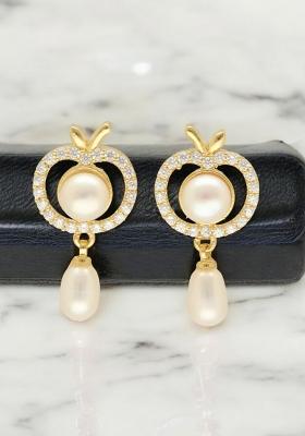 White Gold Plated Alloy Pearl Earrings