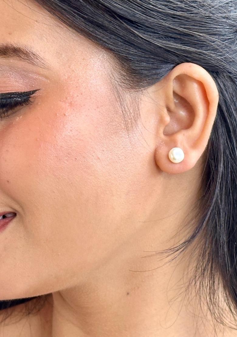 White Gold Plated 925 Silver Silver Earrings - Indya