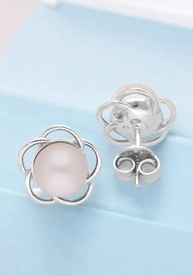 Pink Gold Plated 925 Silver Silver Earrings