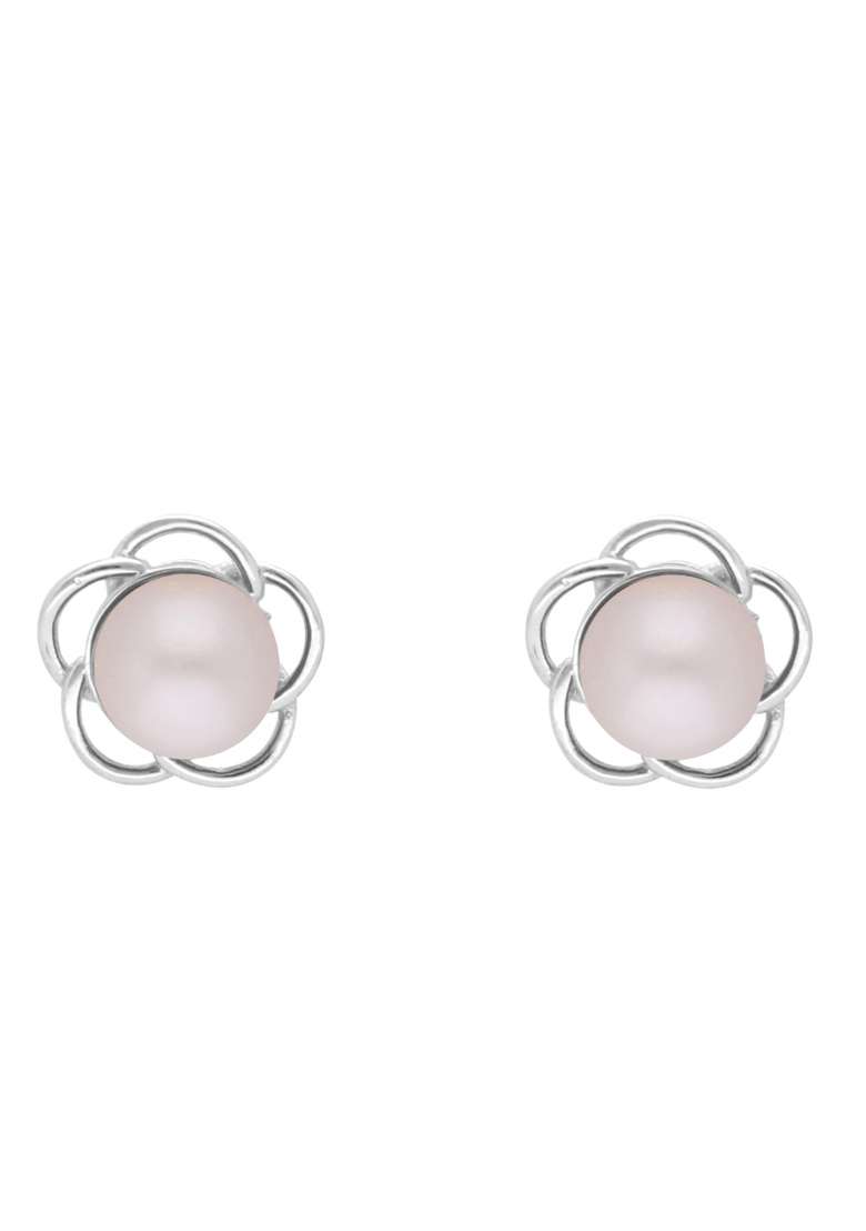 Pink Gold Plated 925 Silver Silver Earrings - Indya