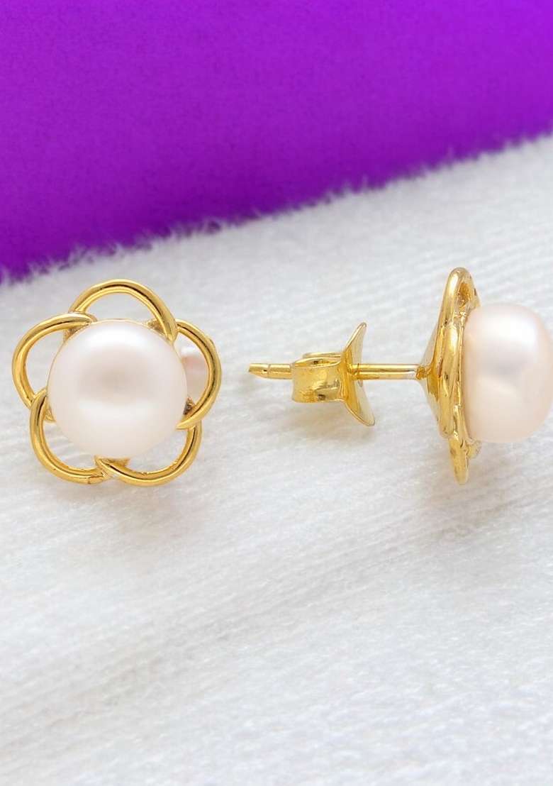 White Gold Plated 925 Silver Silver Earrings - Indya