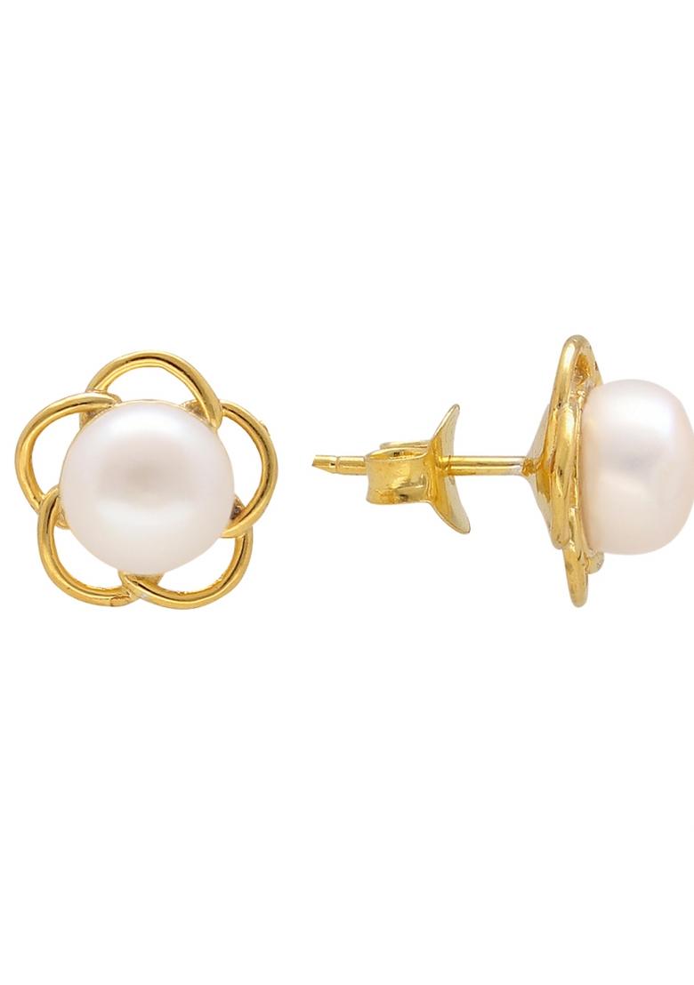 White Gold Plated 925 Silver Silver Earrings - Indya