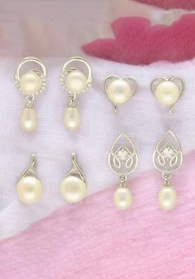 White Gold Plated Alloy Pearl Earrings
