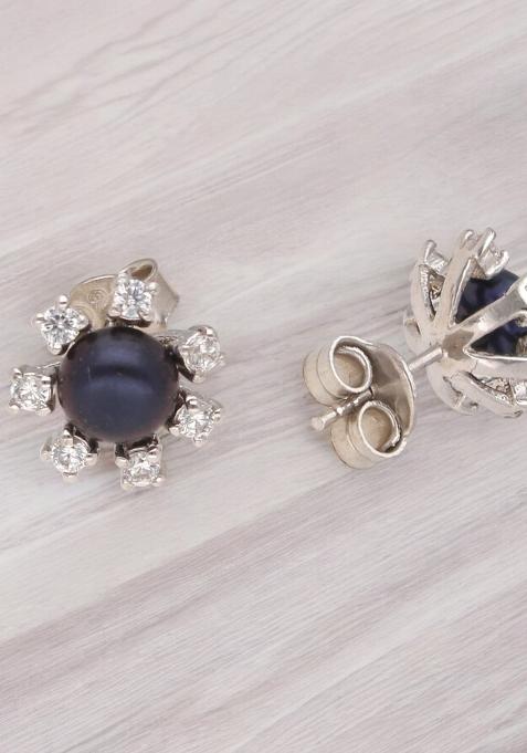 Black Gold Plated 925 Silver Silver Earrings