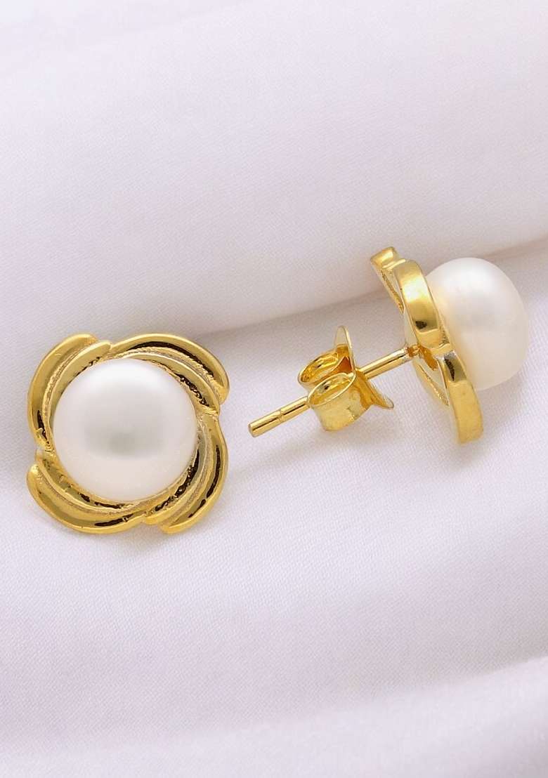 White Gold Plated 925 Silver Silver Earrings - Indya