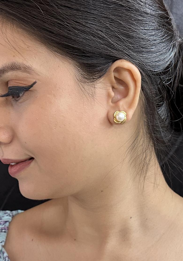 White Gold Plated 925 Silver Silver Earrings - Indya