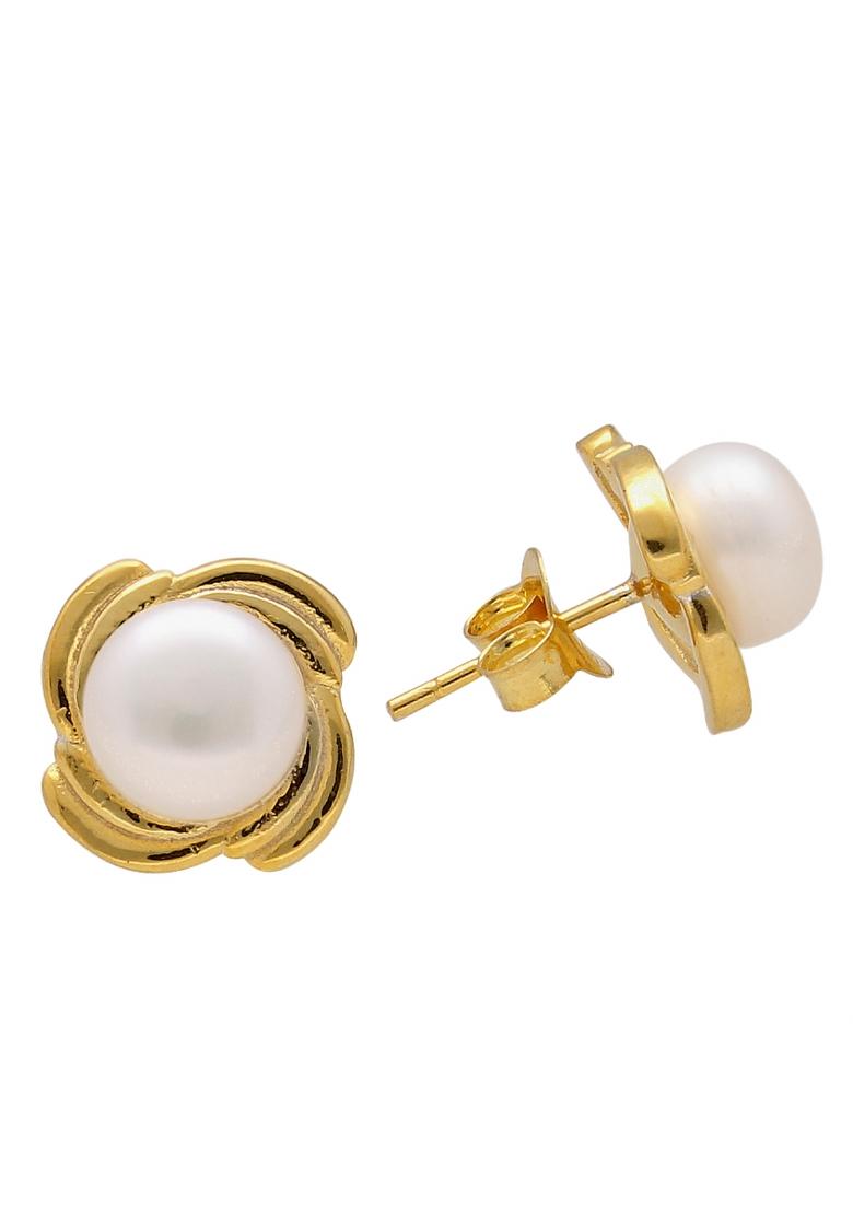 White Gold Plated 925 Silver Silver Earrings - Indya