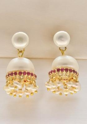 White Gold Plated Alloy Pearl Earrings