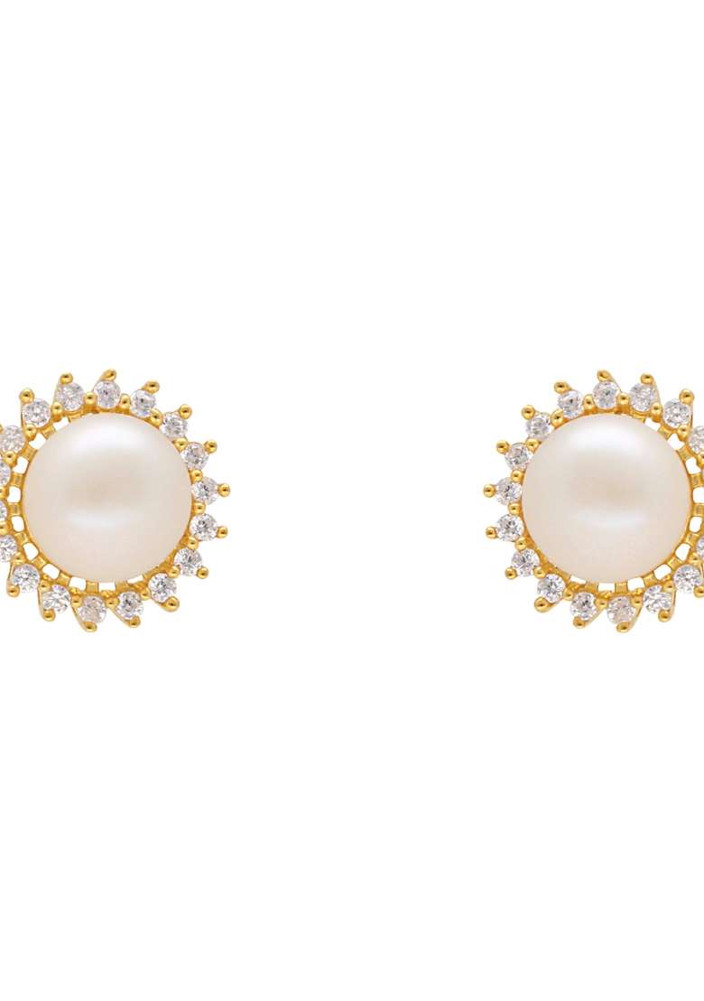 White Gold Plated 925 Silver Silver Earrings - Indya