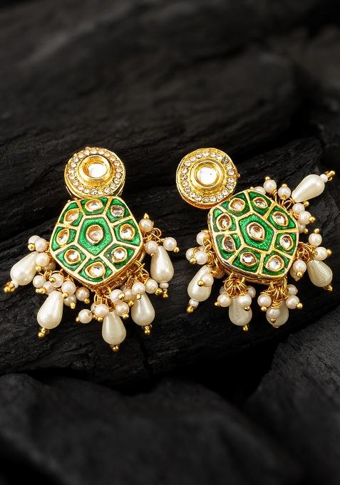 Green Gold Plated Alloy Earrings