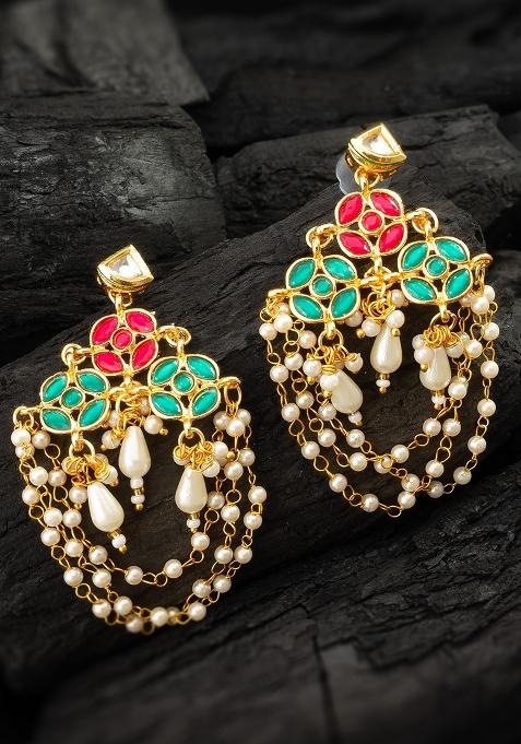 Green Gold Plated Alloy Earrings