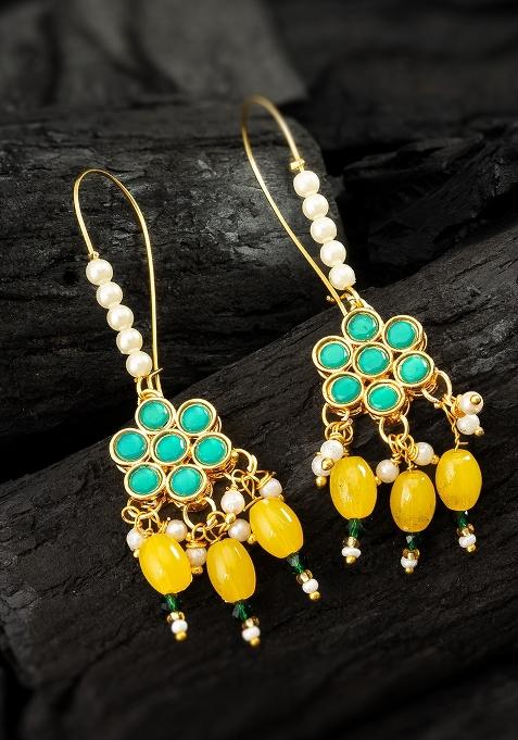 Yellow Gold Plated Alloy Drop Earrings
