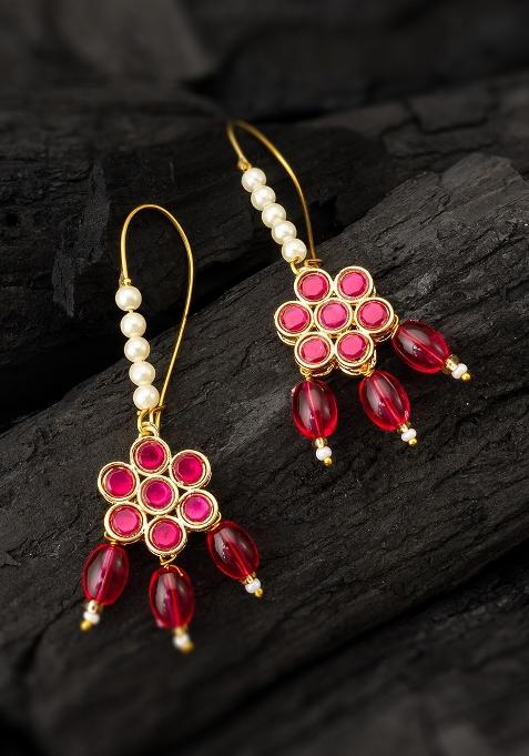 Pink Gold Plated Alloy Drop Earrings