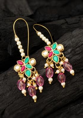 Pink Gold Plated Alloy Drop Earrings