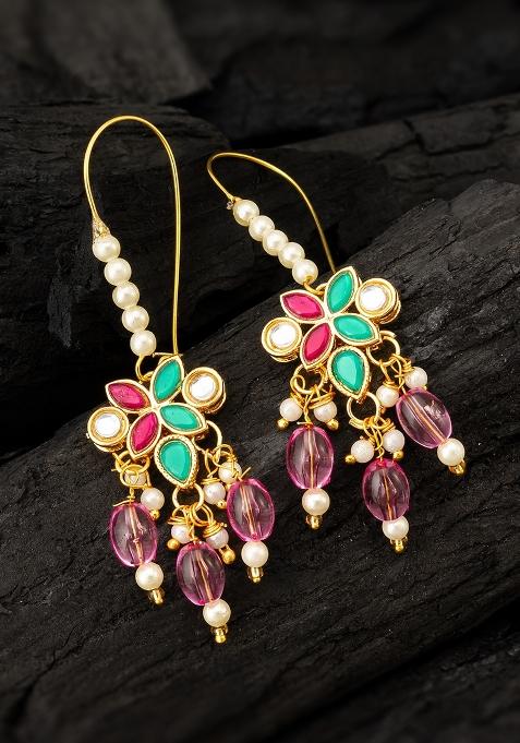 Pink Gold Plated Alloy Drop Earrings