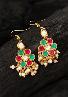 Green Gold Plated Alloy Drop Earrings