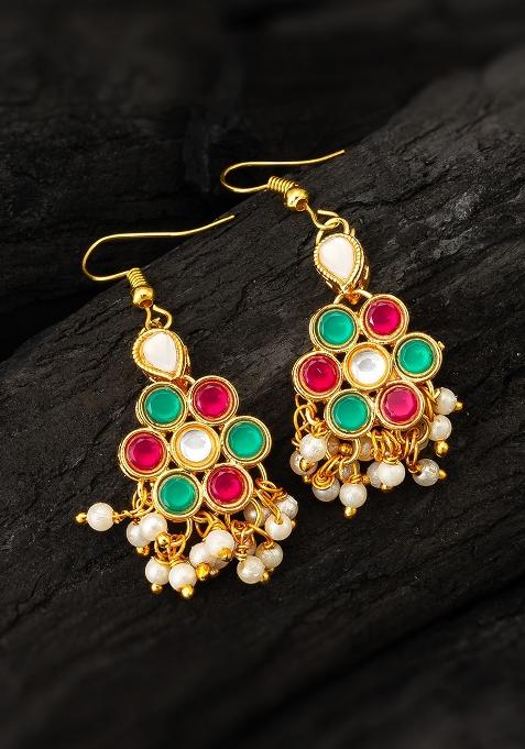 Green Gold Plated Alloy Drop Earrings