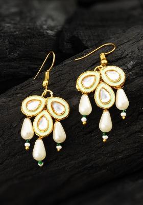 Green Gold Plated Alloy Drop Earrings