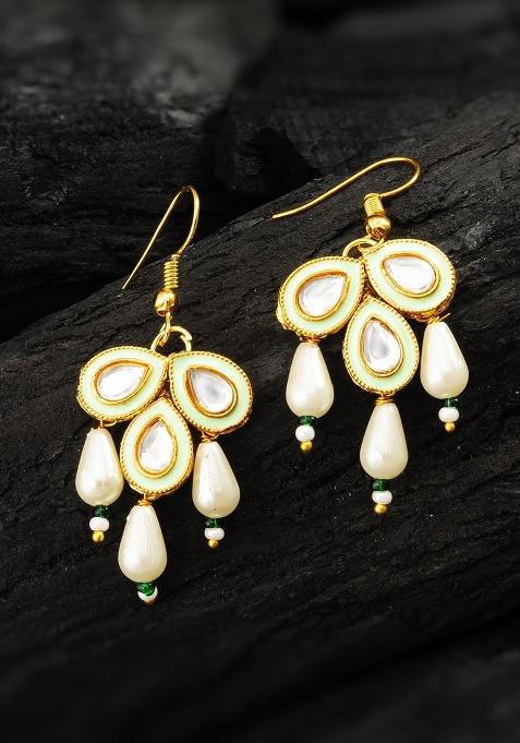 Green Gold Plated Alloy Drop Earrings