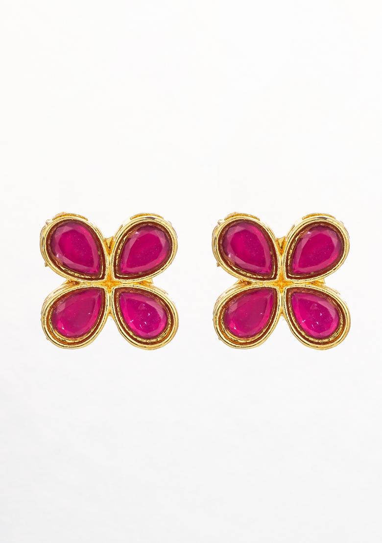 Red Gold Plated Alloy Studs - Indya