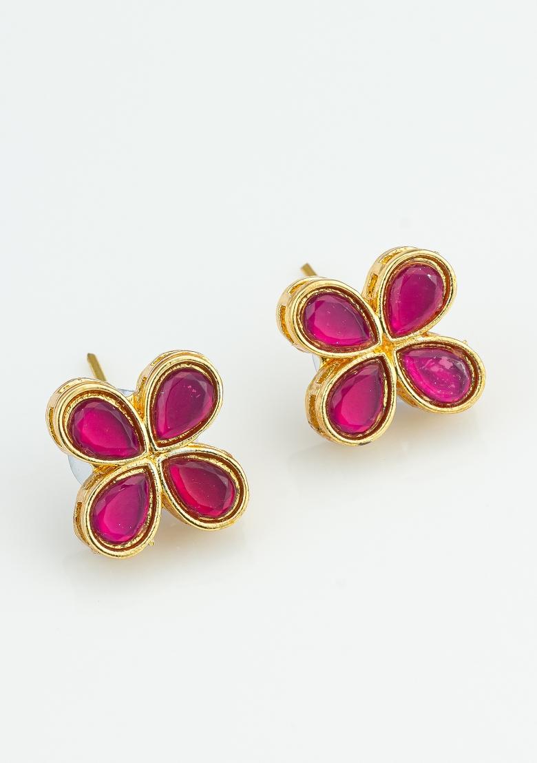 Red Gold Plated Alloy Studs - Indya