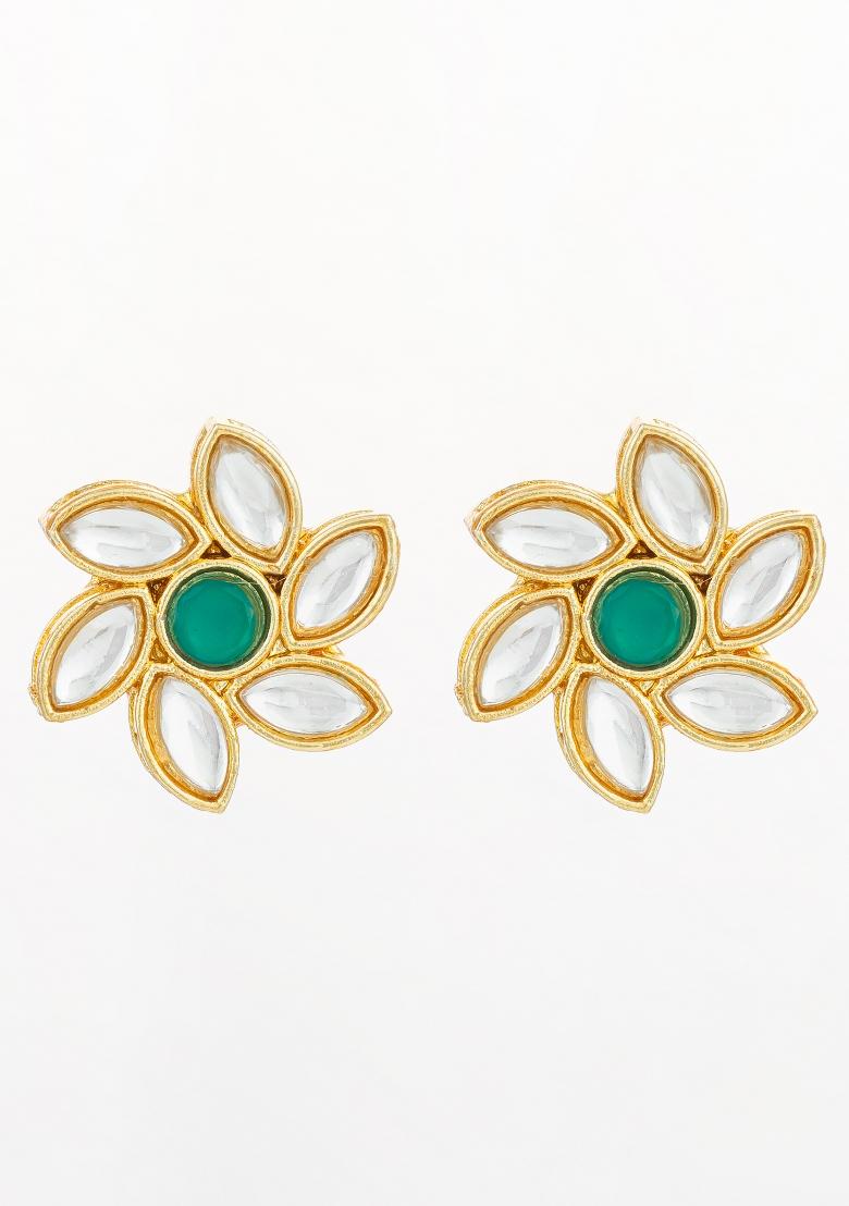 White Gold Plated Alloy Studs - Indya