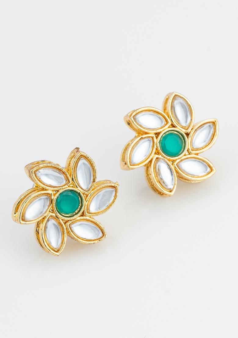 White Gold Plated Alloy Studs - Indya