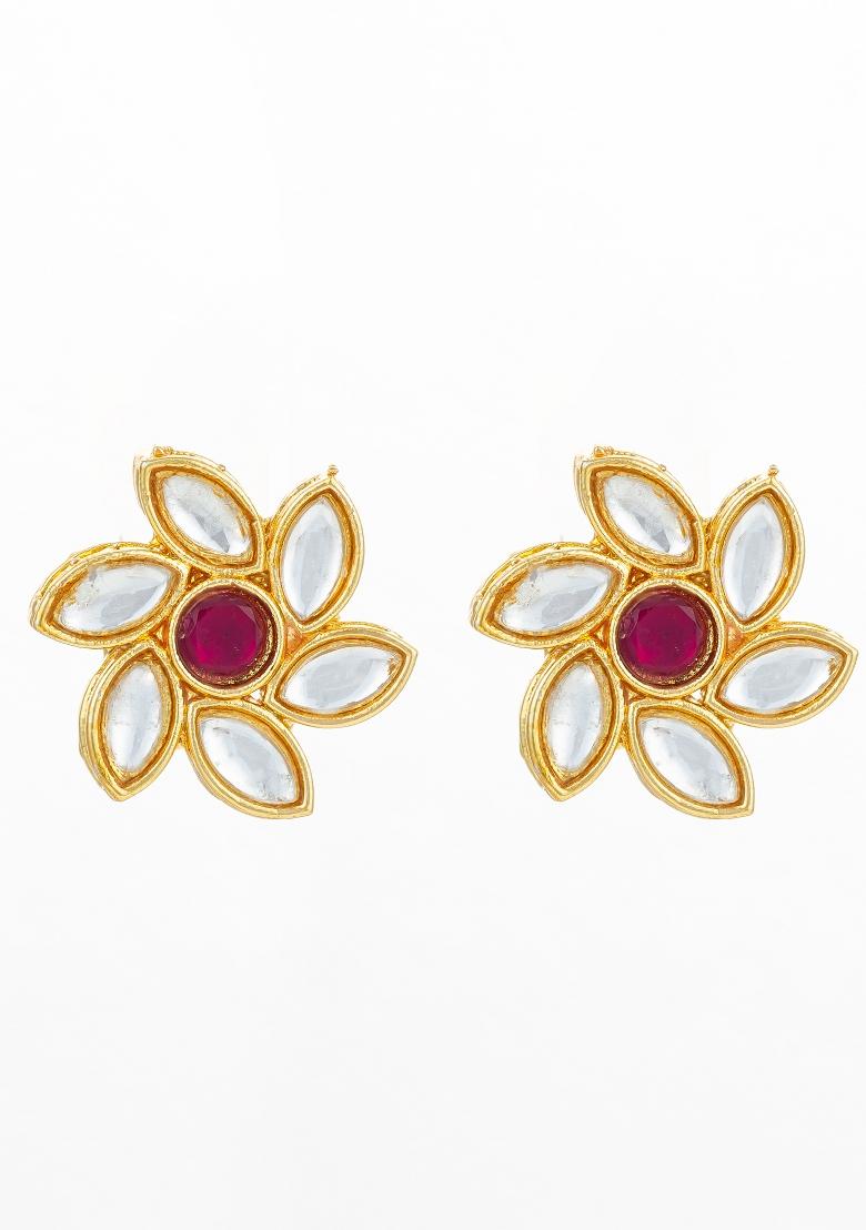 White Gold Plated Alloy Studs - Indya