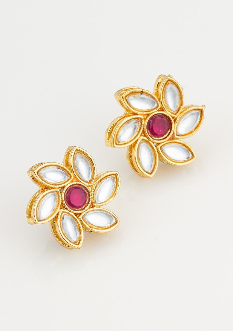 White Gold Plated Alloy Studs - Indya