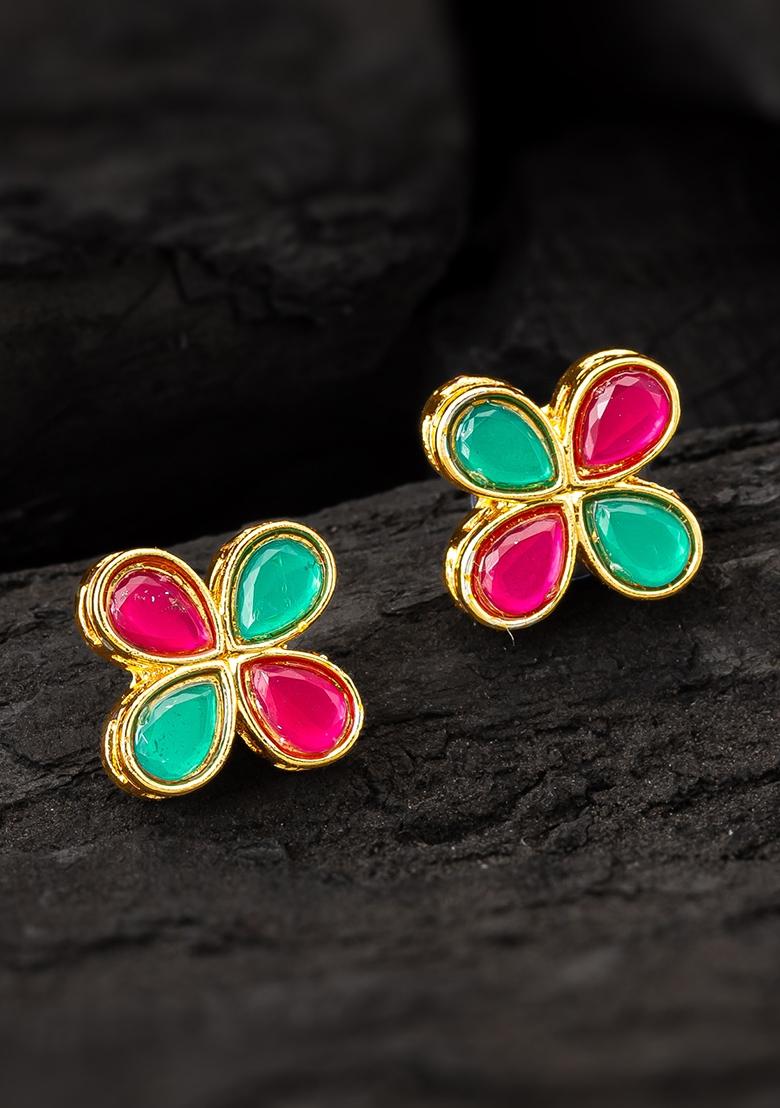 Red Gold Plated Alloy Studs - Indya