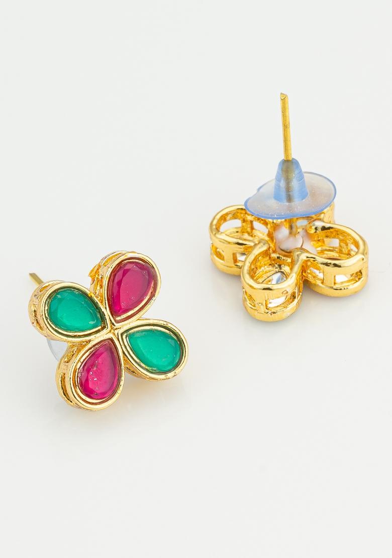 Red Gold Plated Alloy Studs - Indya