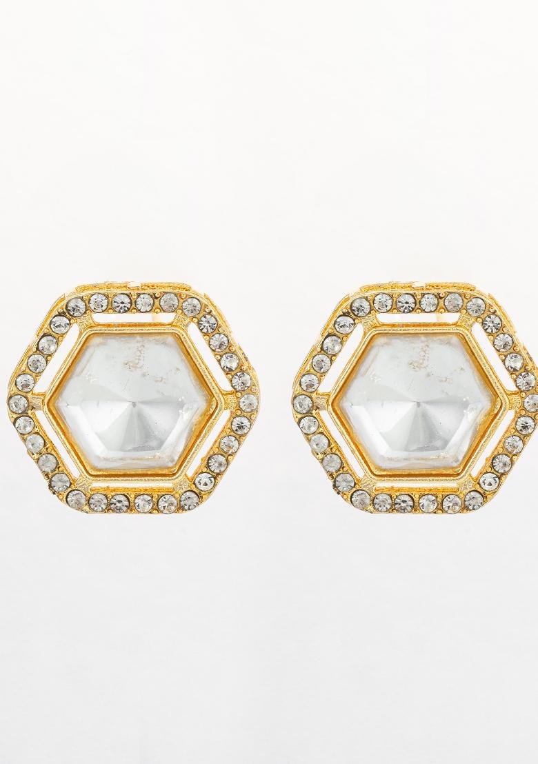 White Gold Plated Alloy Studs - Indya