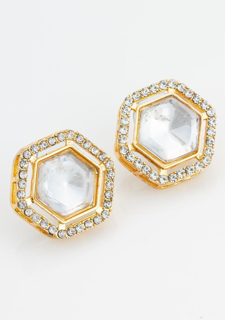 White Gold Plated Alloy Studs - Indya