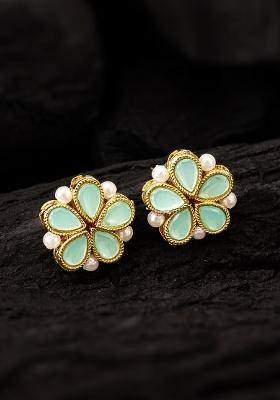 Mint Green Gold Plated Alloy Studs