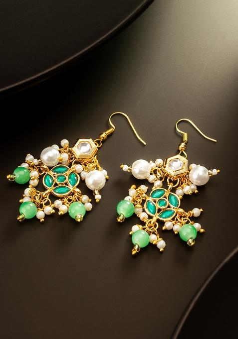 Green Gold Plated Alloy Drop Earrings