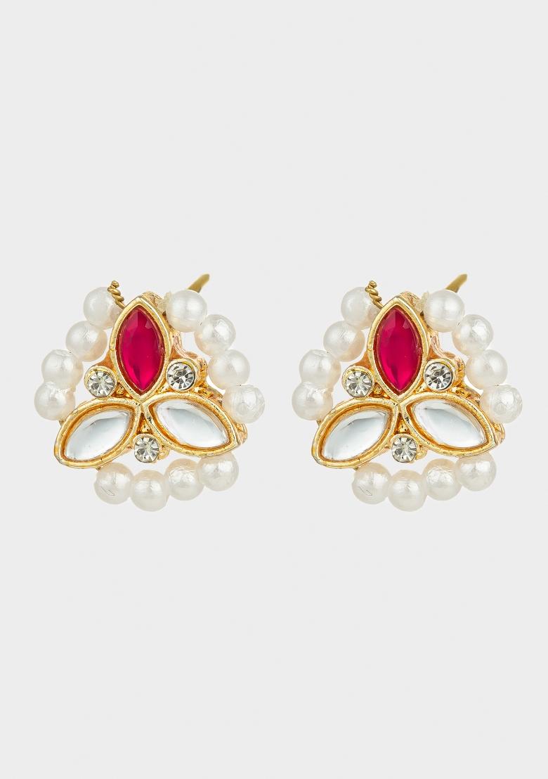 White Gold Plated Alloy Studs - Indya