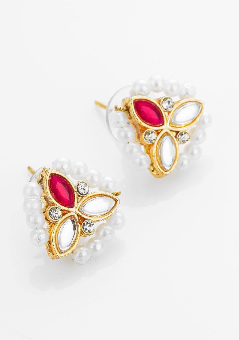 White Gold Plated Alloy Studs - Indya